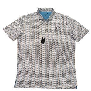 Johnnie-O Performance Polo Golf Shoe Graphic Print Large NEW CC Logo on Chest